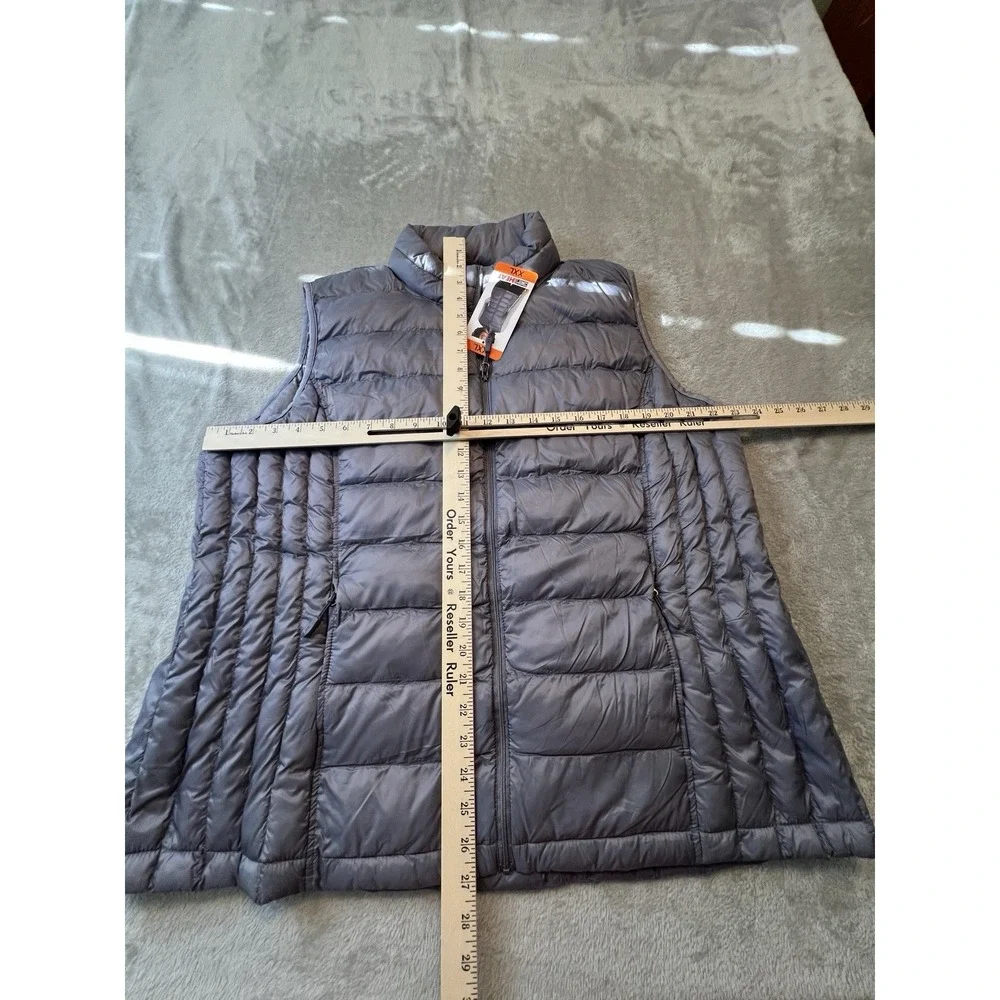 32 Degrees Heat Womens Puffer Vest XXL Gray Full Zip Lightweight Packable
